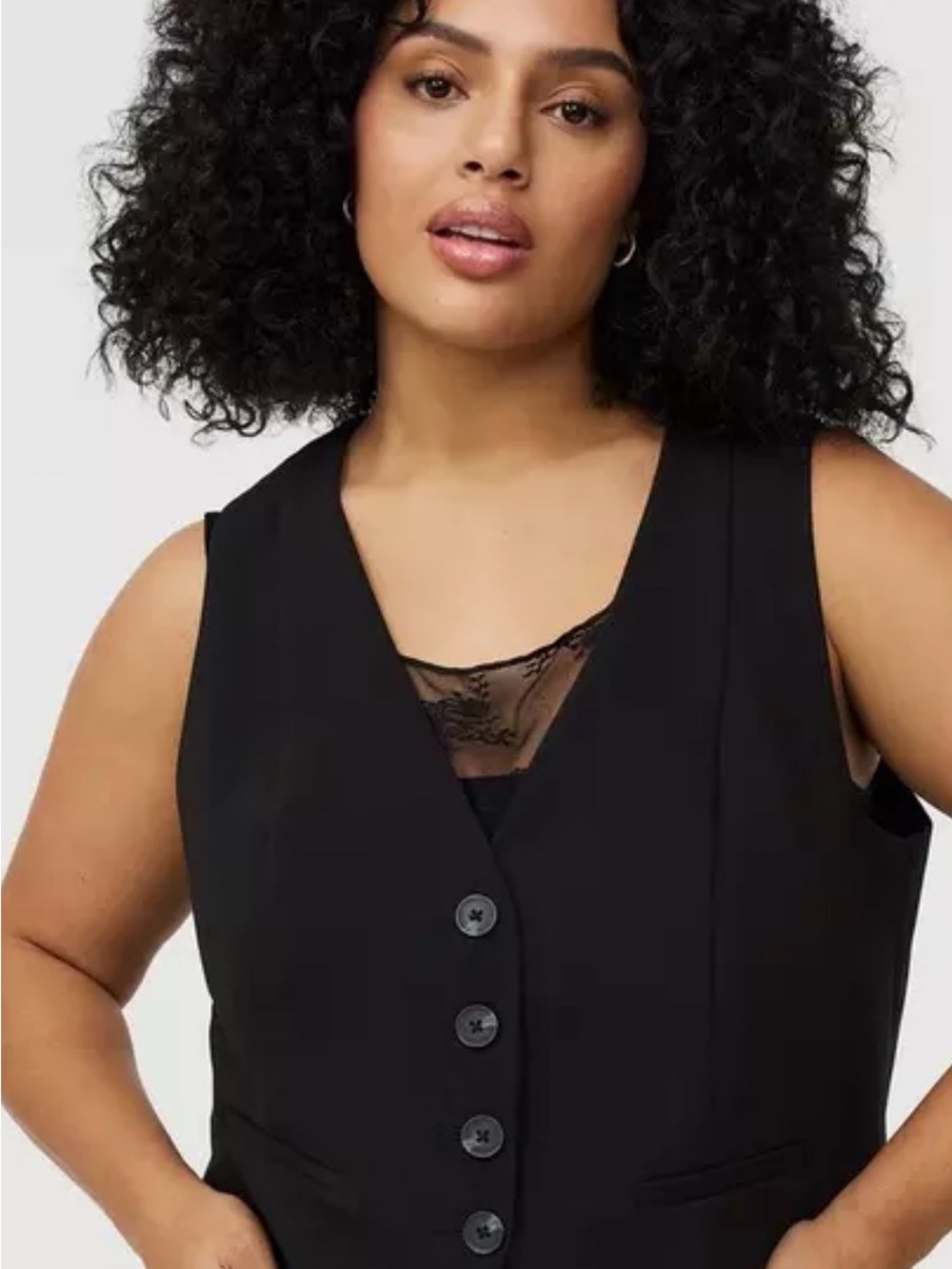 Black Button-Front Vest